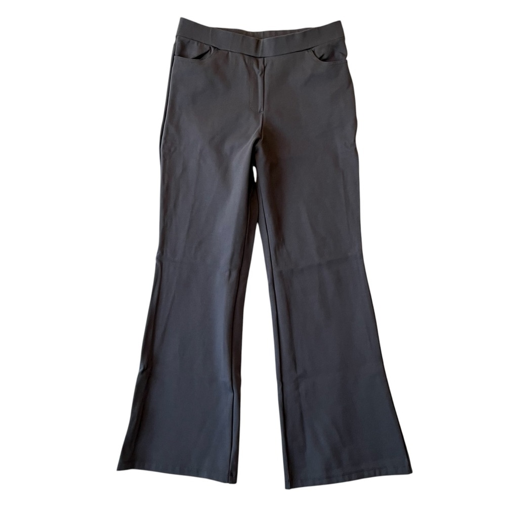 Susan Graver pants Ponte knit Boot cut Pull on S small Gray Stretch Trousers